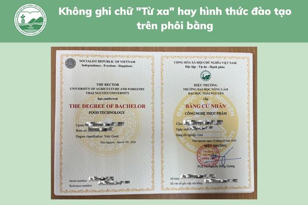 Không ghi chữ "Từ xa" hay hình thức đào tạo trên phôi bằng