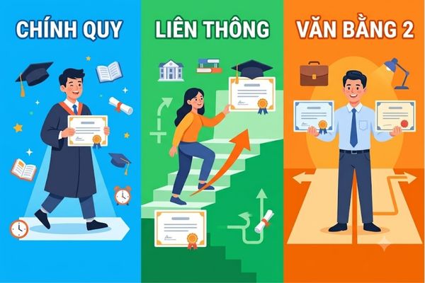 Sự khác nhau giữa chính quy, liên thông và văn bằng 2