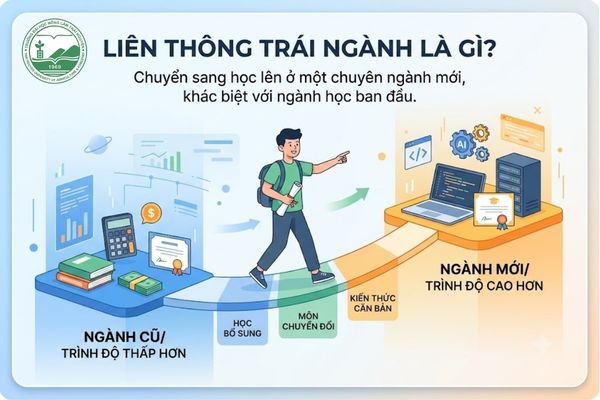 Liên thông trái ngành là học tiếp lên trình độ cao hơn ở một lĩnh vực khác