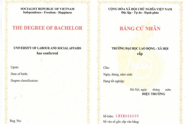 Mẫu bằng đại học từ xa Trường Đại học Lao động – Xã hội