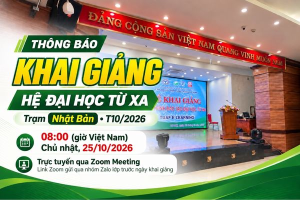 Thông báo Lễ khai giảng Hệ Đại học từ xa Trạm Nhật Bản tháng 10/2026